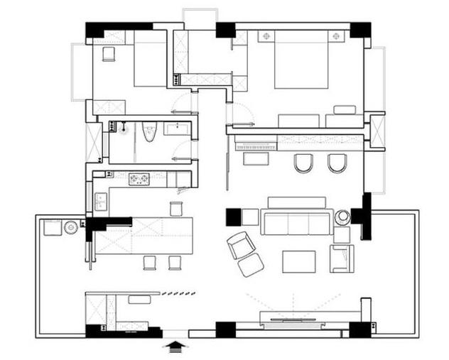 128㎡三室两厅装修效果图