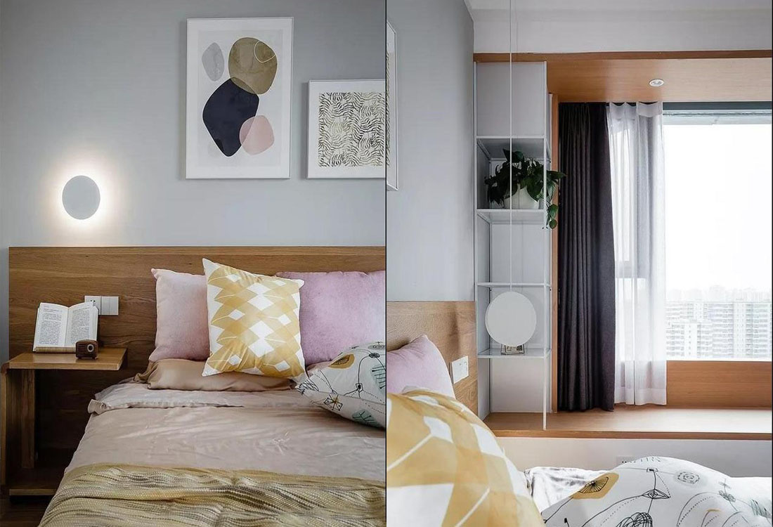 90㎡三居室装修效果图 灰色搭配原木色打造温润舒适的简约之家！
