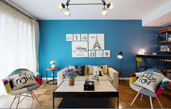 北欧风格装修效果图 蓝色配白色 简约而有型的轻文艺之家！